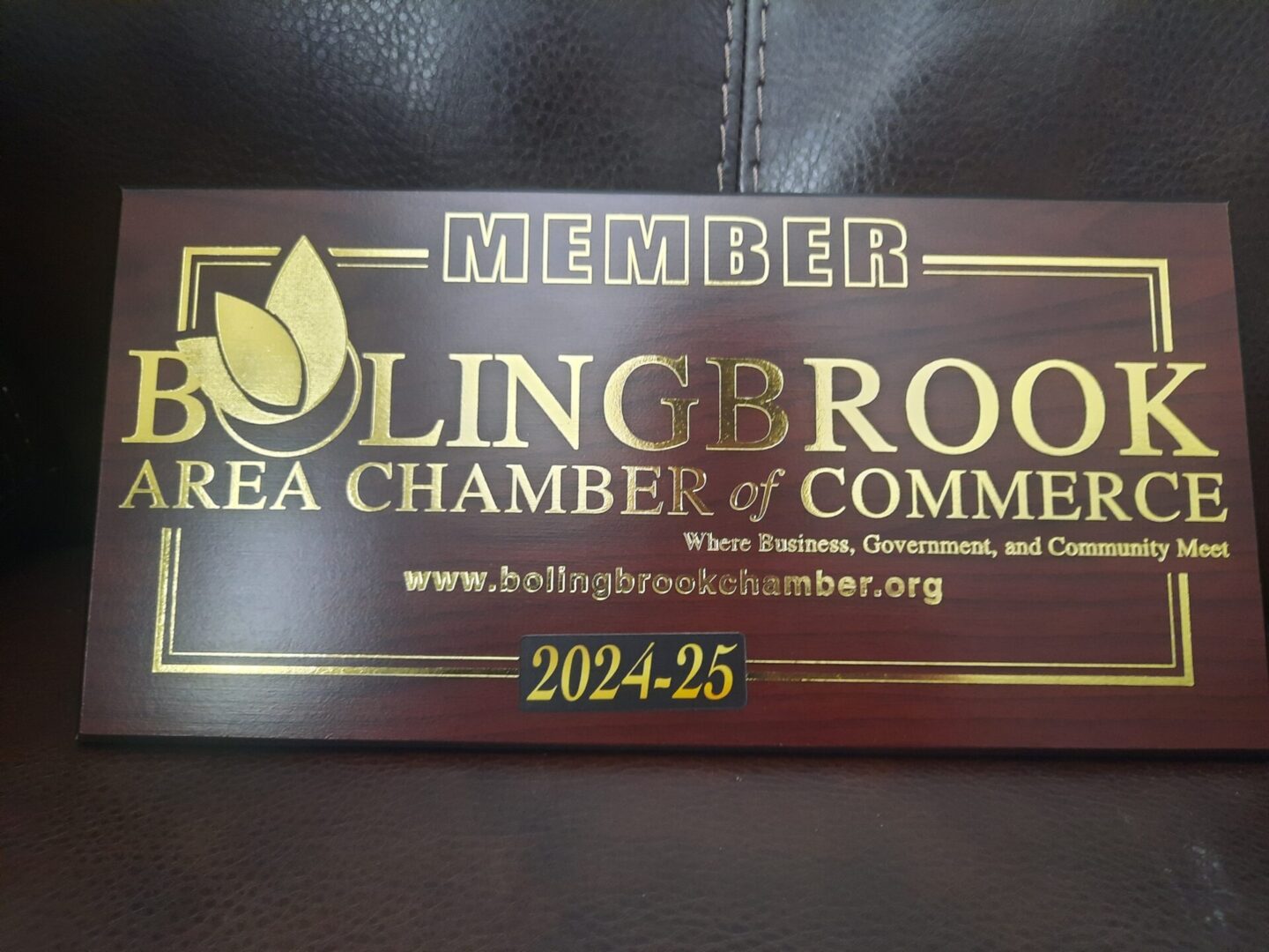 Bolingbrook Chamber of Commerce member plaque 2024