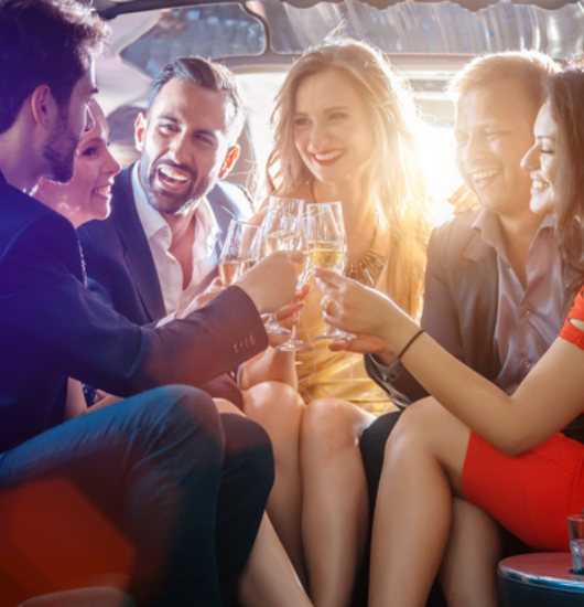 Happy clients in a limousine in Bolingbrook, Illinois — Stop and Go Airport Shuttle