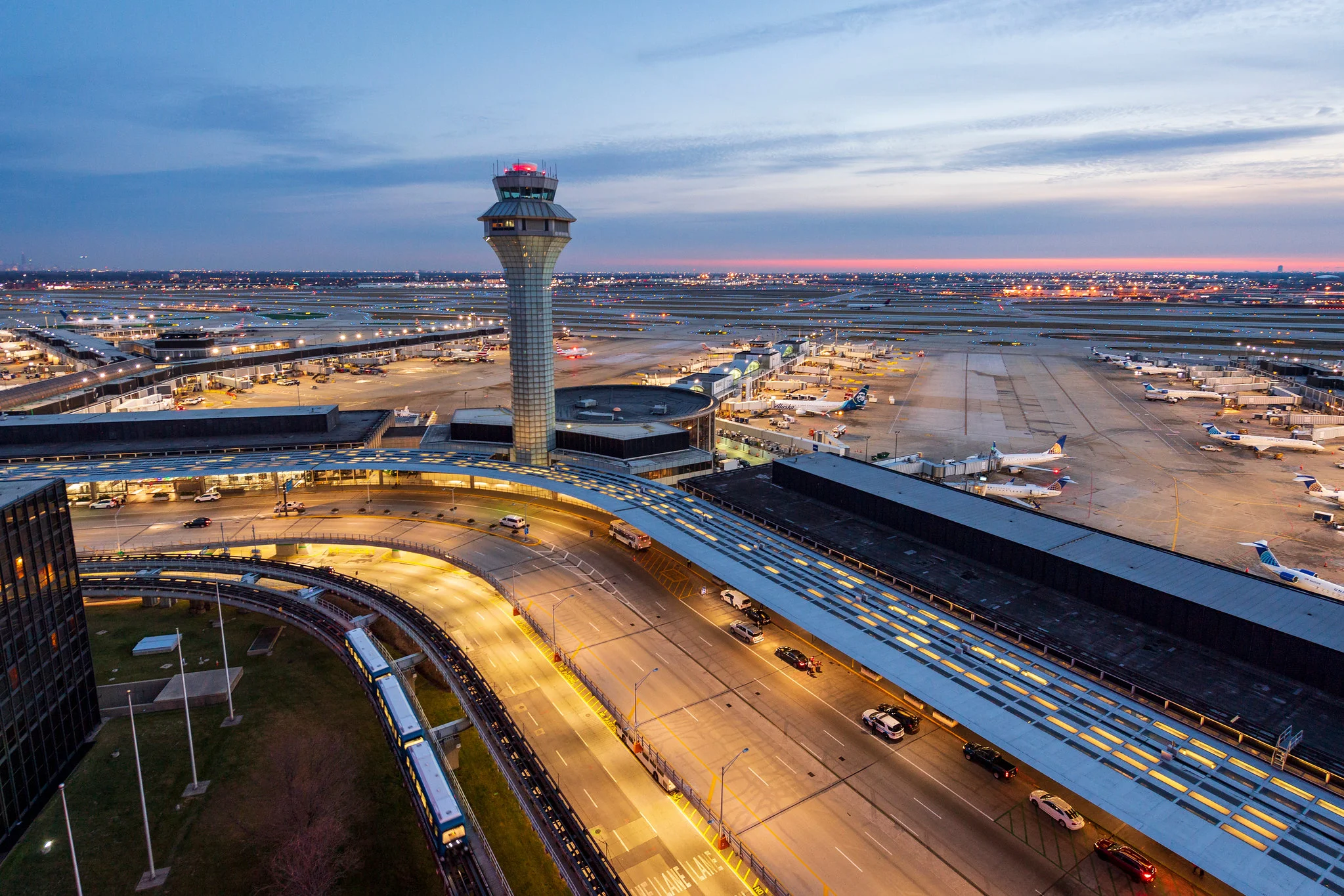 Chicago O'Hare International Airport tower — Stop and Go Airport Shuttle serving Joliet