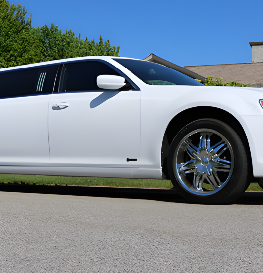 White luxury limousine in New Lenox, Illinois, Stop and Go Airport Shuttle