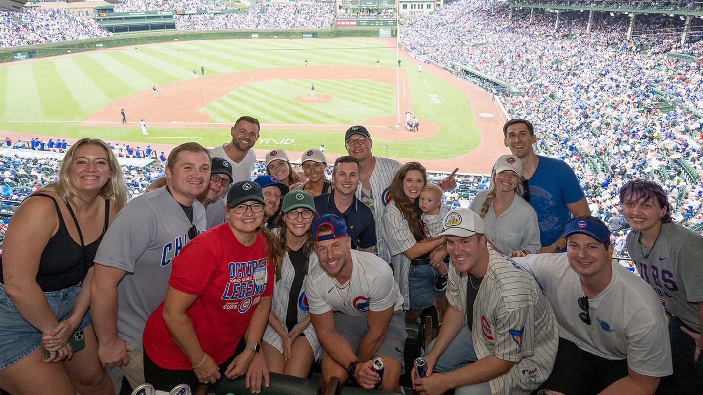 A group of Cubs fans at Wrigley Field on game day, Chicago, Illinois
